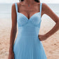 Blue Fashion Elegant Strap A-Line Long Layered Chiffon Ball Gown Evening Gown Party Dress Bridesmaid Dress nv3430