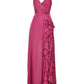 Irregular Ruffle Trim Split Cami Dress Rose red nv1339