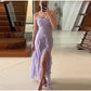 Pink Spaghetti Strap Chiffon Ruffles Evening Gown Ball Gown nv1764