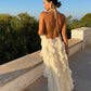 White bubble tulle strapless long evening dress party dress nv2700