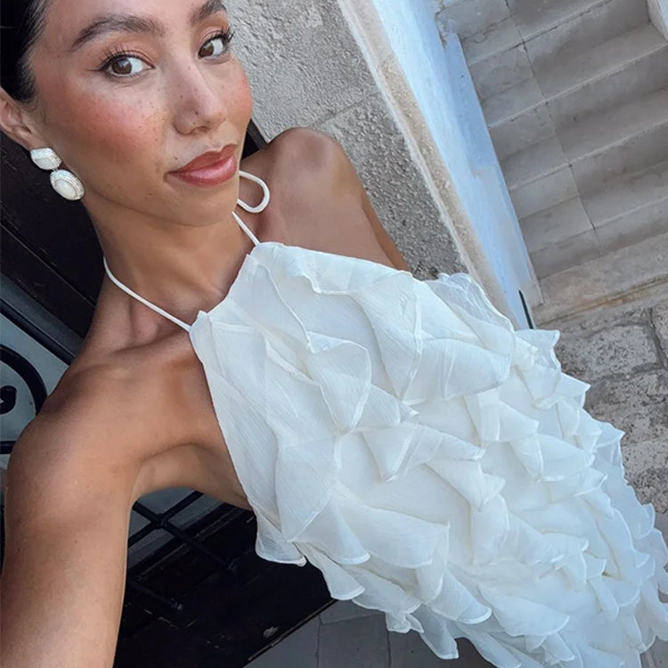 White bubble tulle strapless long evening dress party dress nv2700