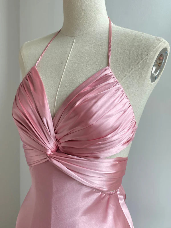 Pink fashion elegant sling bow backless design long ball gown evening dress dress birthday party dress nv1648