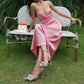Pink fashion elegant sling bow backless design long ball gown evening dress dress birthday party dress nv1648