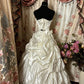 Ivory White Fashion Elegant Floral Applique Long Satin Ball Gown Evening Dress Off Shoulder Sleeveless Pleated Satin Wedding Dress nv3850
