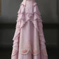 Pink Vintage Sweetheart Ball Gown Party Dress Long Satin Tiered Prom Gown Evening Dress nv3777