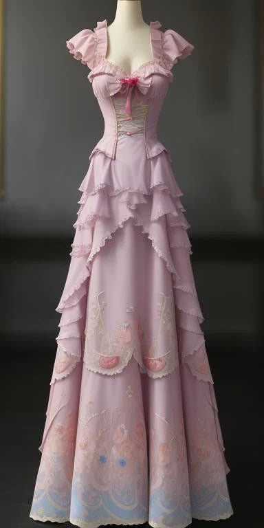 Pink Vintage Sweetheart Ball Gown Party Dress Long Satin Tiered Prom Gown Evening Dress nv3777