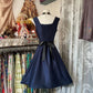 Navy Blue Homecoming Vintage A-Line Short Birthday Dress Prom Dress nv4300
