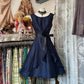 Navy Blue Homecoming Vintage A-Line Short Birthday Dress Prom Dress nv4300