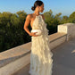 White bubble tulle strapless long evening dress party dress nv2700
