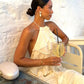 White bubble tulle strapless long evening dress party dress nv2700