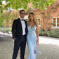 Light Blue Sexy Spaghetti Straps Sleeveless Sheath Floor Length Prom Dress nv1646