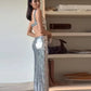 Silver Fashion Sequin Sexy Bodycon Halter Ball Gown Mermaid Evening Dress nv1799