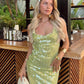 Green fashion elegant suspender long sequined ball gown birthday cocktail party dress evening dress prom dress nv3959