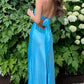 Blue Fashion Exquisite Beading Elegant Long satin V Neck Party Dress Bodycon Floor Length Prom Dress Evening Gown nv3849