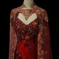 Red luxury gorgeous elegant exquisite gemstone floral beading long satin tulle floor length trailing ball gown evening dress party dress prom dress with cape nv3918