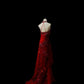 Pink Gorgeous Vintage Fashion Exquisite Gem Beaded Long Tulle Satin Ruffle Floor Length Train Ball Gown Evening Dress Party Dress Prom Dress nv3916