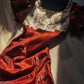 Burgundy Gorgeous Retro Fashion Sophisticated Elegant Gold Floral Beaded Long Tulle Chiffon lace Ball Gown Evening Gown Party Dress Prom Gown nv3899