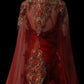 Red luxury gorgeous elegant exquisite gemstone floral beading long satin tulle floor length trailing ball gown evening dress party dress prom dress with cape nv3918