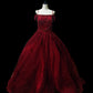 Red luxury gorgeous elegant exquisite gemstone beaded long tulle floor length ball gown evening dress nv3921