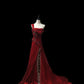 Red Gorgeous Retro Elegant Fashion Exquisite Gemstone Beads One Shoulder Long Floor-length Satin Evening Dress Prom Dress Prom Dress nv3915