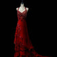 Pink Gorgeous Vintage Fashion Exquisite Gem Beaded Long Tulle Satin Ruffle Floor Length Train Ball Gown Evening Dress Party Dress Prom Dress nv3916