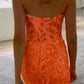 Orange fashion unique V-neck dress long lace mermaid slim fit slit ball gown evening dress nv120