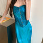 Two piece sweetheart elegant peacock blue satin ball gown party dress evening dress suit nv1782