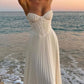 White sweetheart pleated off-shoulder long satin ball gown, evening dress, beach holiday party dress nv2282