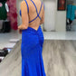 Silver Sparkling Fashion Spaghetti Strap Mermaid Slim Fit Long Ball Gown Backless Yellow Prom Dress Formal Evening Dress Party Dress nv3431
