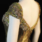 🌿Moss Green Short Satin Beaded Homecoming Dress Birthday Dress nv5141