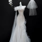 Light pink elegant romantic fashion long floor-length mermaid slim tulle ball gown evening dress wedding dress nv4040