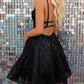 V Neck Black Lace Prom Dresses, Black Lace Homecoming Dresses, Short Black Formal Graduation Evening Dresses  nv1485