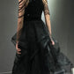 Robe de bal longue noire brillante NV6624