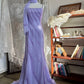 Robe de soirée romantique et luxueuse, style luxueux, couleur lavande, ornée de perles, dos croisé et traîne - Robe élégante pour mariage et dîner au jardin NV6363