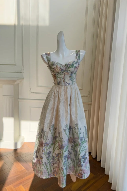 NiceVestidos-_Vintage Floral Mid Length Party Dress NV6083