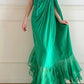 Robe de soirée longue en mousseline vert émeraude vintage NV6746