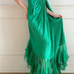 Robe de soirée longue en mousseline vert émeraude vintage NV6746