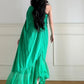 Robe de soirée longue en mousseline vert émeraude vintage NV6746
