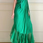 Robe de soirée longue en mousseline vert émeraude vintage NV6746