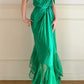 Robe de soirée longue en mousseline vert émeraude vintage NV6746