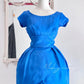 Klein blue retro fashion elegant flower bud floral embellishment exquisite waist very waist-revealing medium-length/short prom dress evening dress prom dress nv4085