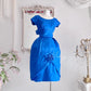 Klein blue retro fashion elegant flower bud floral embellishment exquisite waist very waist-revealing medium-length/short prom dress evening dress prom dress nv4085