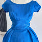 Klein blue retro fashion elegant flower bud floral embellishment exquisite waist very waist-revealing medium-length/short prom dress evening dress prom dress nv4085