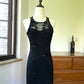 🖤Vintage Black embroidered beaded fishtail mesh long prom dress nv5430