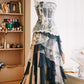 Robe de soirée vintage exquise en dentelle longue et tulle NV6610