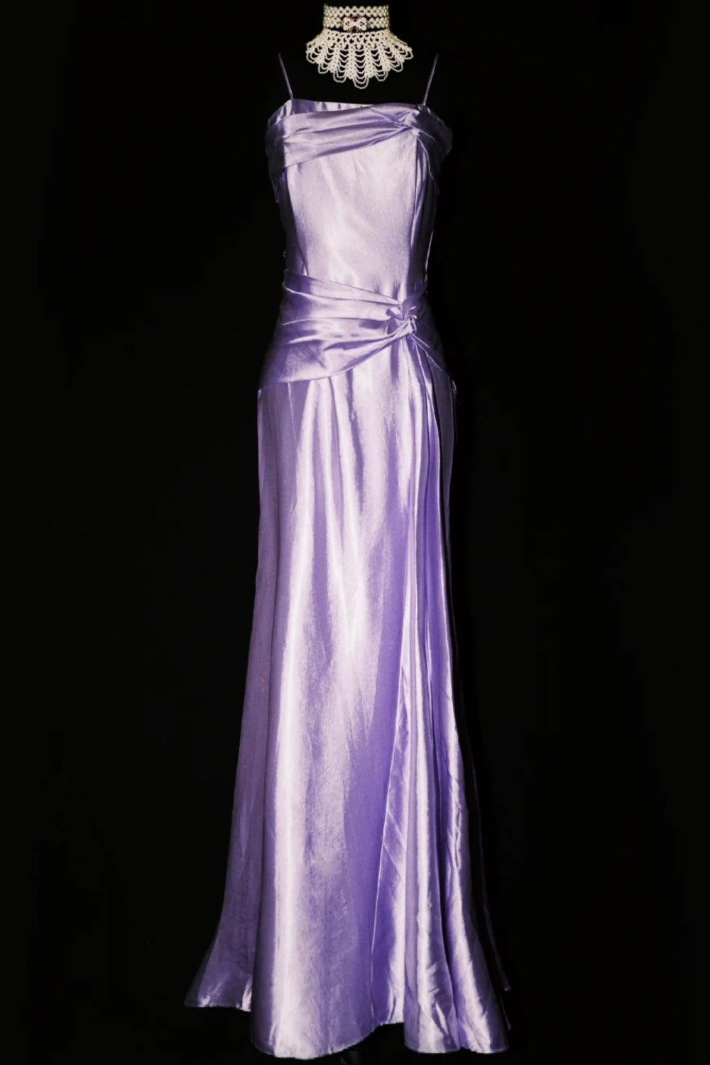 Robe de soirée longue vintage en satin violet NV6607