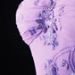 Robe longue en mousseline de soie violette vintage, ornée de perles et confectionnée à la main, NV6609