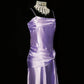 Robe de soirée longue vintage en satin violet NV6607