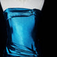 Robe longue de soirée vintage Deep Sea Venus Gemstone bleu satiné NV6606