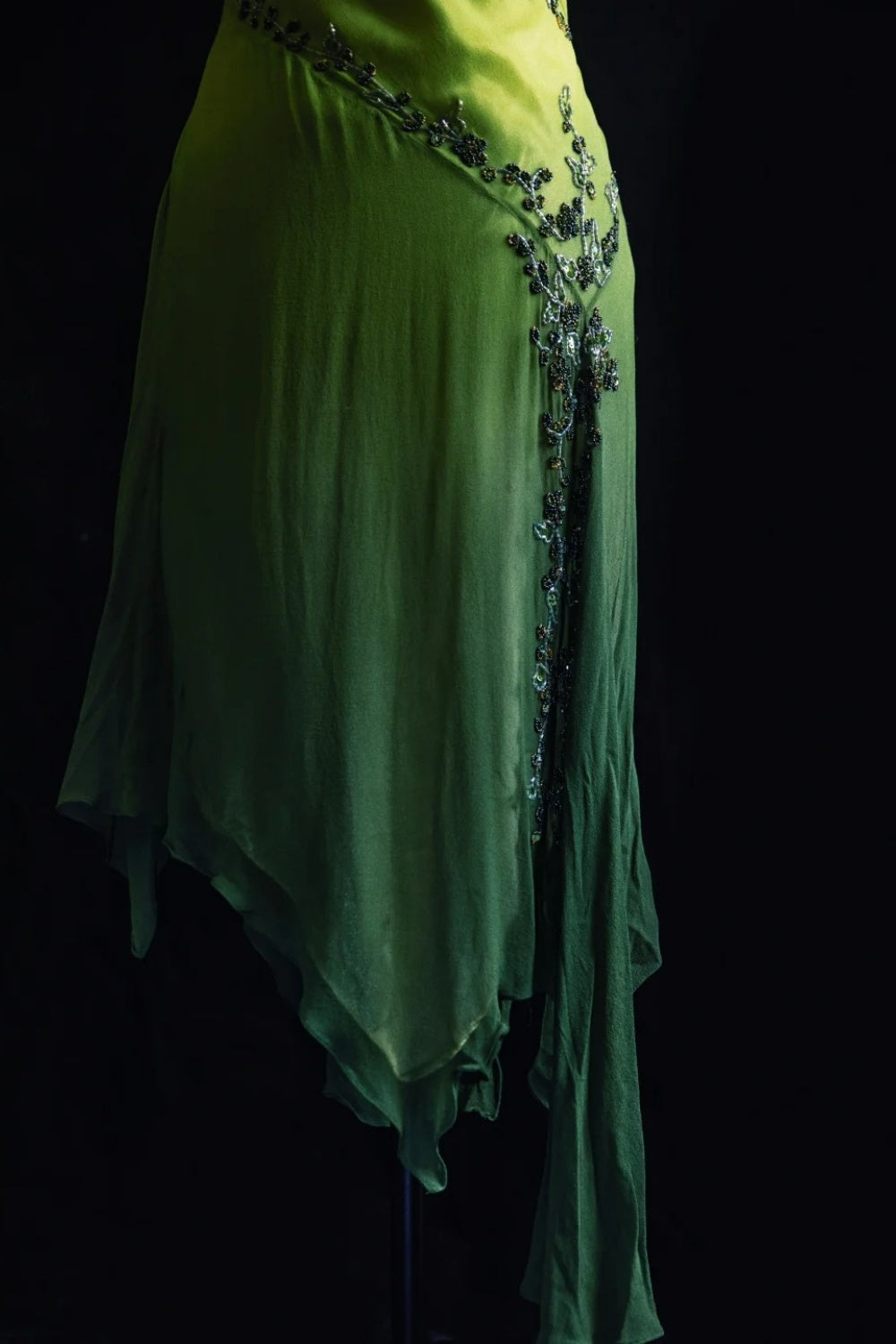 Vintage Vine Wrapped Summer Green Long Formal Dress Exquisite Beaded Vine NV6608